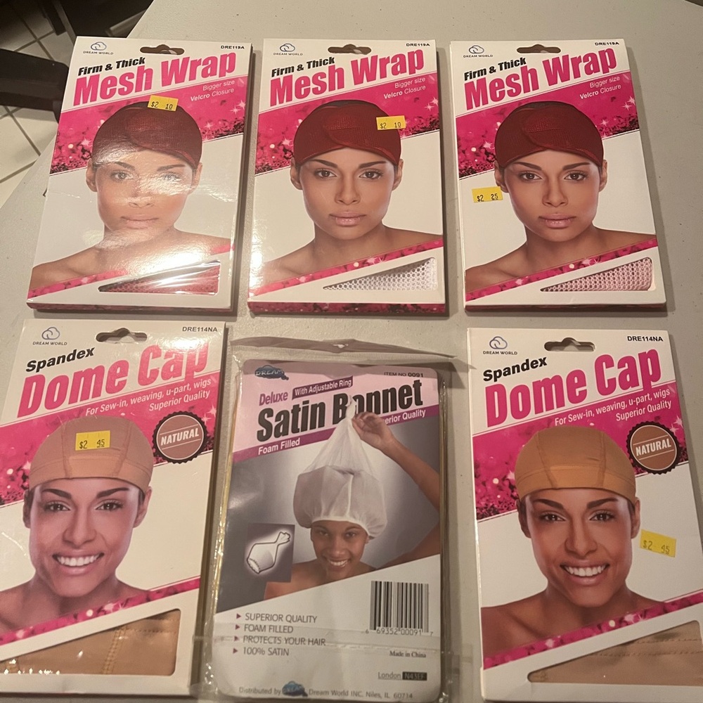 Spandex Dome Cap and Mesh Wrap Set - Natural. All new lot